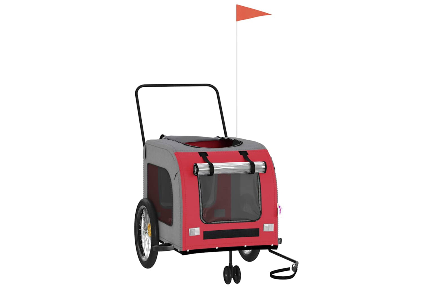 Vidaxl 93859 Pet Bike Trailer Red And Grey Oxford Fabric And Iron-2