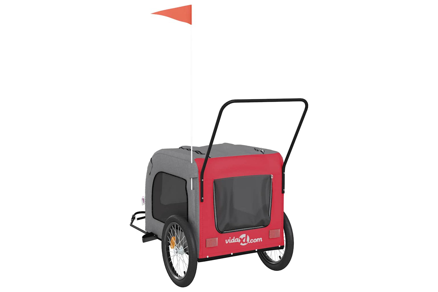 Vidaxl 93859 Pet Bike Trailer Red And Grey Oxford Fabric And Iron-7