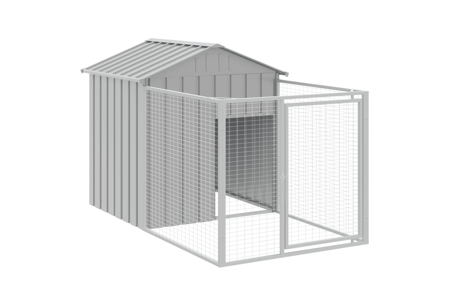 vidaXL 3189064 Dog House With Roof Light Grey 117x405x123cm Galvanised Steel-5