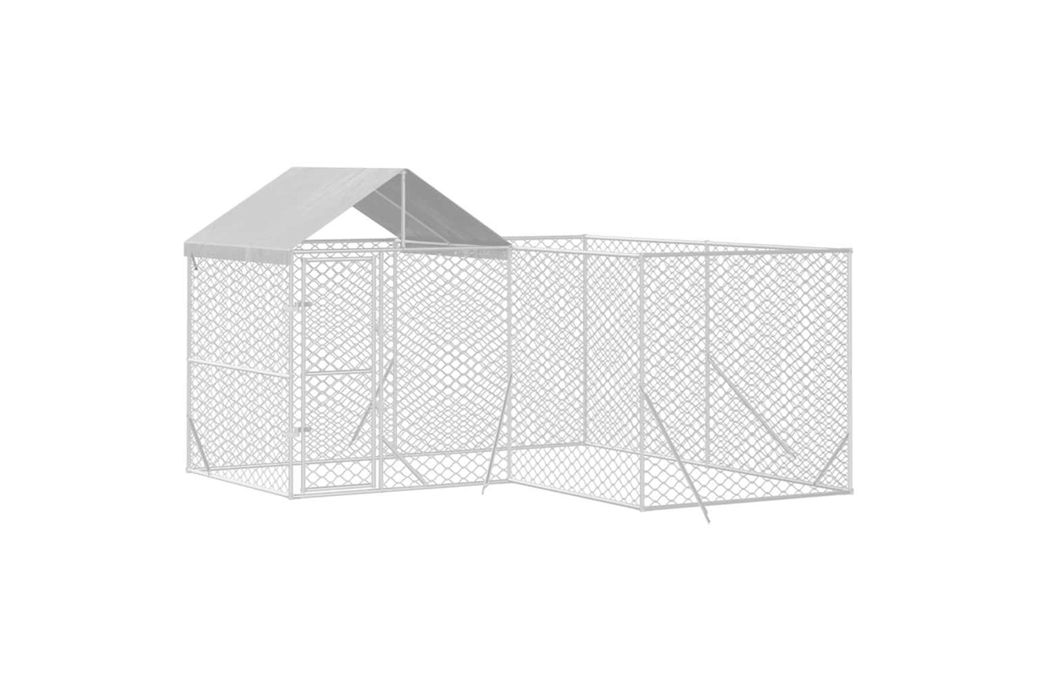 Vidaxl 3190470 Outdoor Dog Kennel With Roof Silver 4x4x2.5 M Galvanised Steel-2