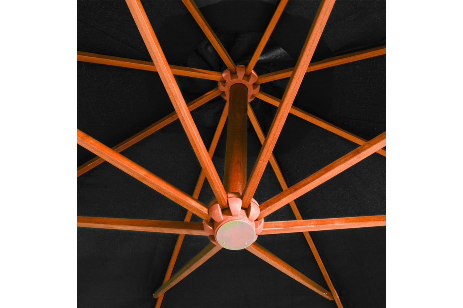 Vidaxl 313772 Hanging Parasol With Pole Black 3.5x2.9 M Solid Fir Wood-5