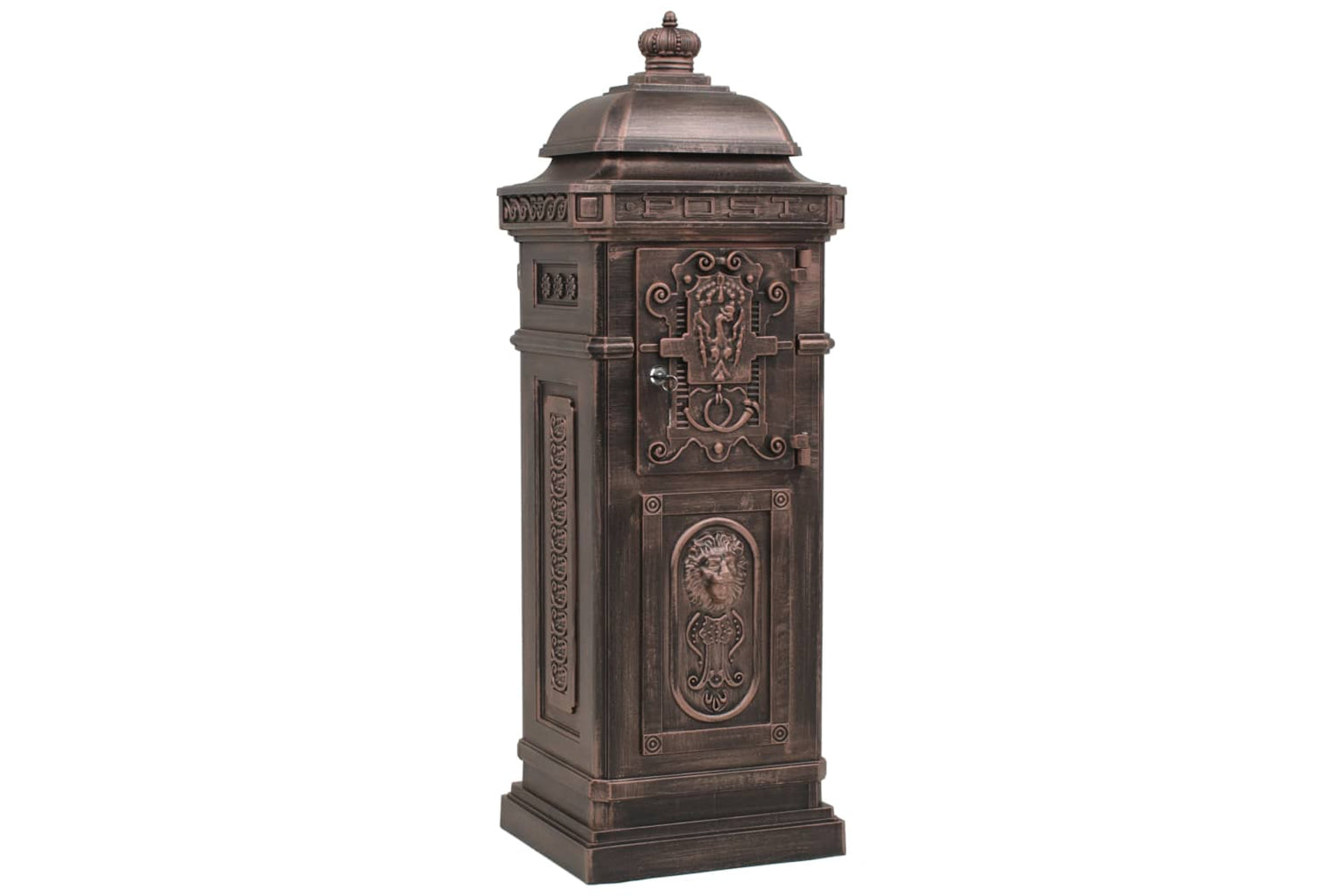 Vidaxl 43892 Pillar Letterbox Aluminium Vintage Style Rustproof Bronze-5