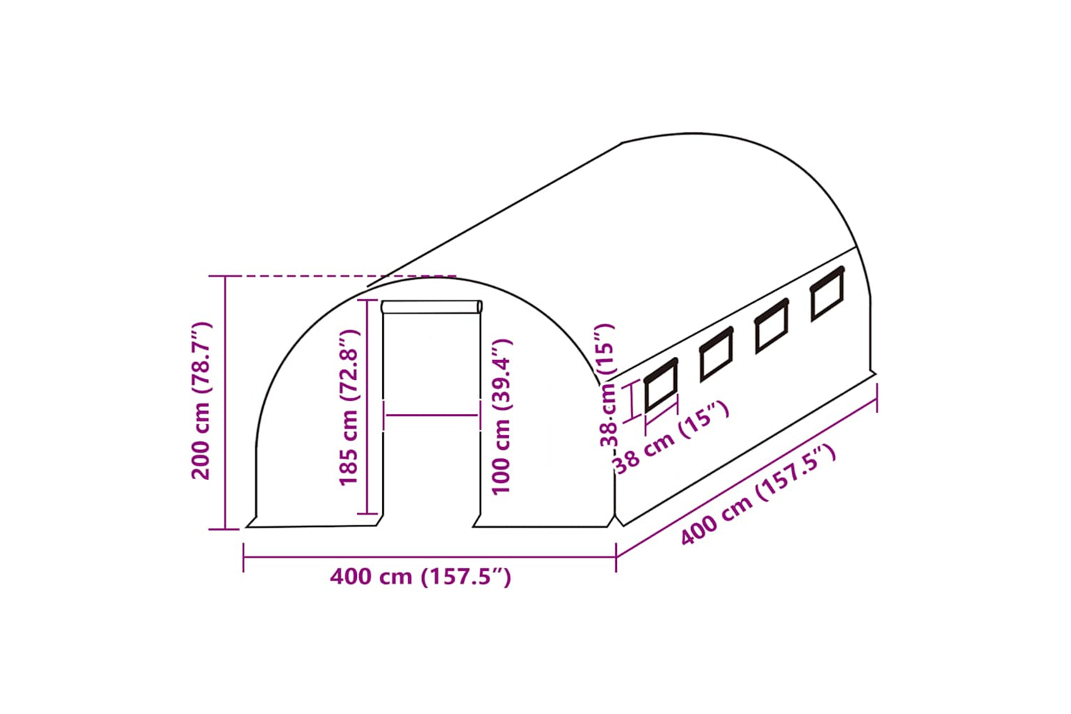 vidaXL 316444 Greenhouse Replacement Cover (16 mÂ²) 400x400x200cm Green-5