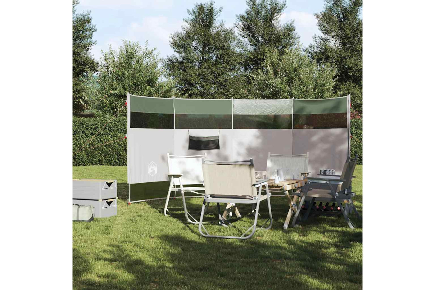 Vidaxl Camping Windbreak Green 366x152x152 Cm Waterproof-2