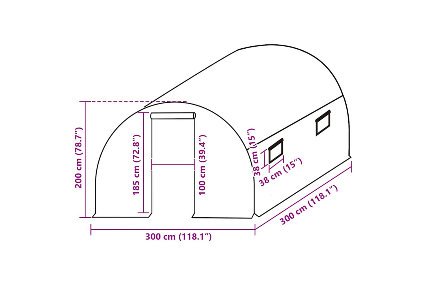 vidaXL 316429 Greenhouse Replacement Cover (9 mÂ²) 300x300x200cm Green-5