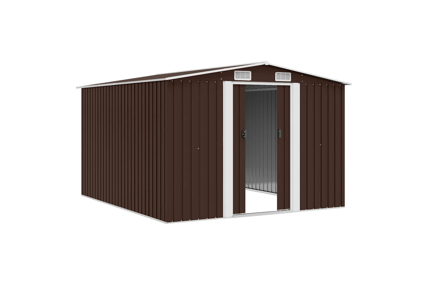 vidaXL 143343 Garden Shed 257x298x178cm Metal Brown-3