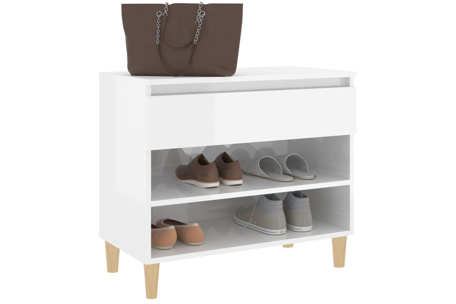 vidaXL 819758 Shoe Cabinet High Gloss White 70x36x60cm Engineered Wood-3