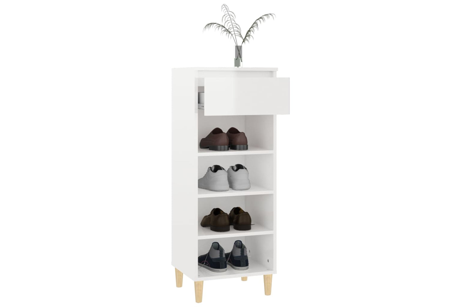 vidaXL 819774 Shoe Cabinet High Gloss White 40x36x105cm Engineered Wood-6
