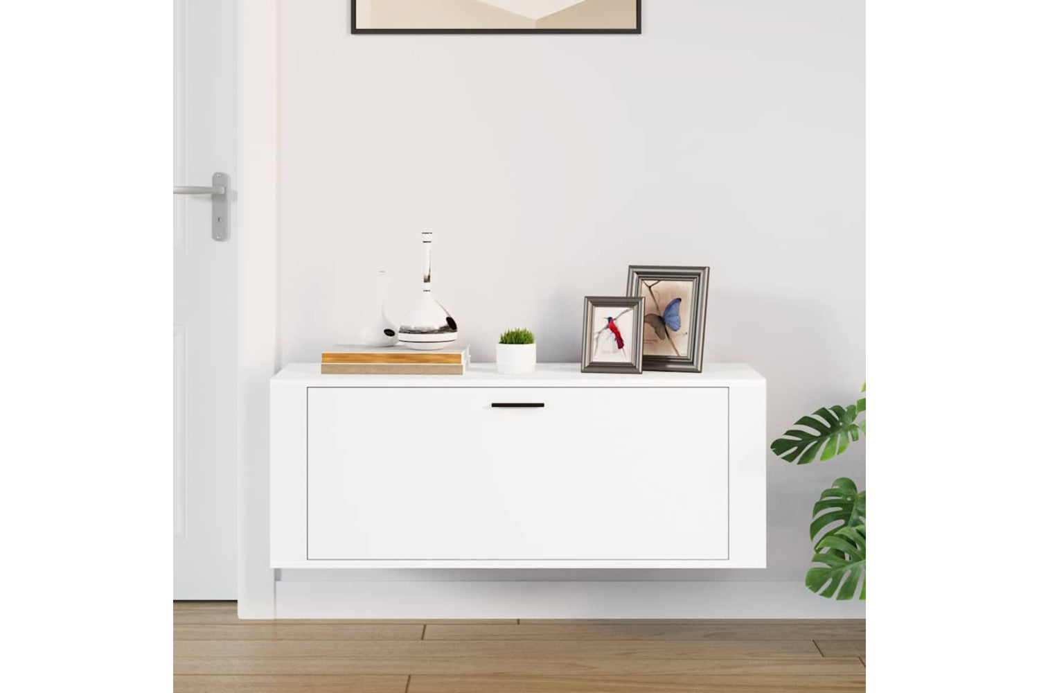 vidaXL 821020 Wall Shoe Cabinet White 100x35x38cm Engineered Wood-2