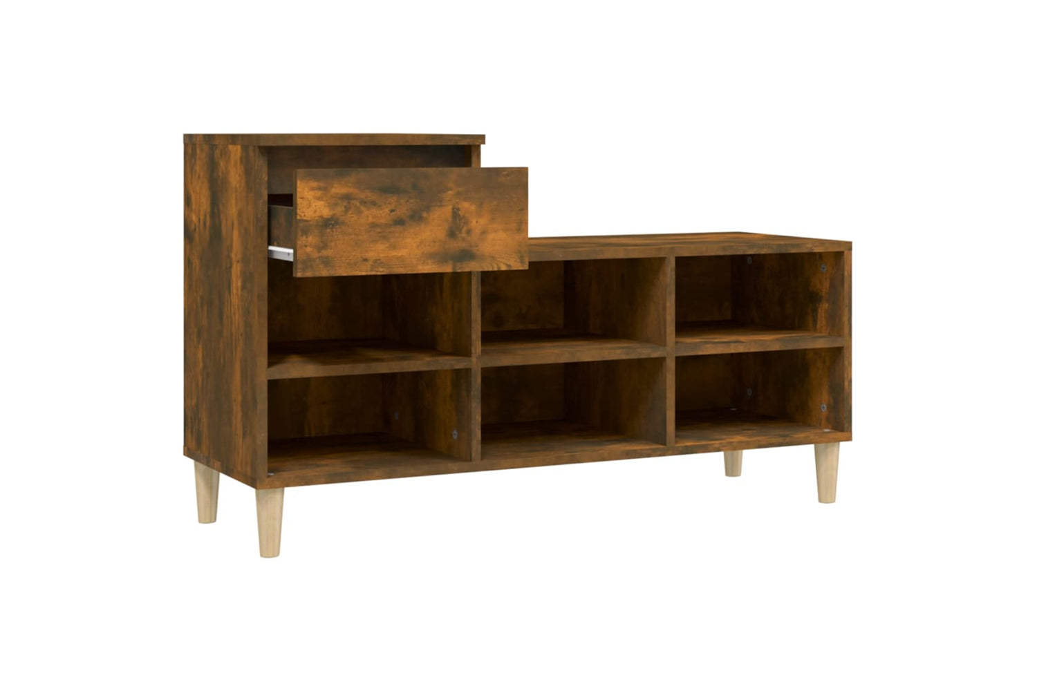 vidaXL 821209 Shoe Cabinet Smoked Oak 102x36x60cm Engineered Wood-6