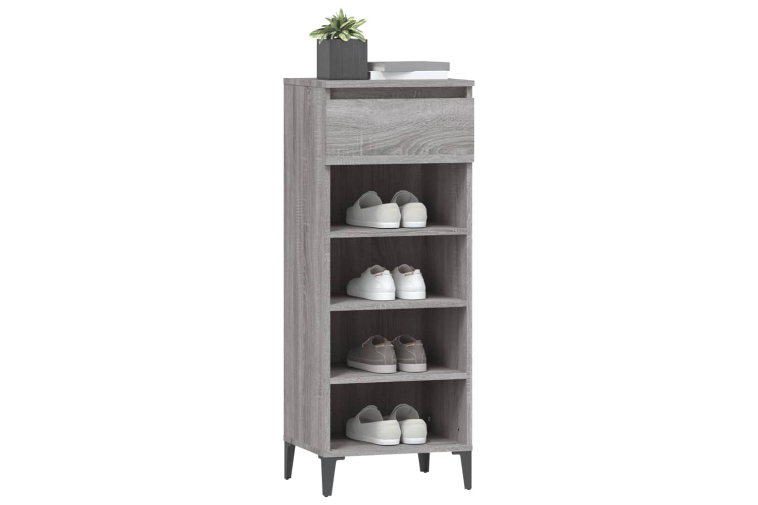 vidaXL 819786 Shoe Rack Grey Sonoma 40x36x105cm Engineered Wood-3