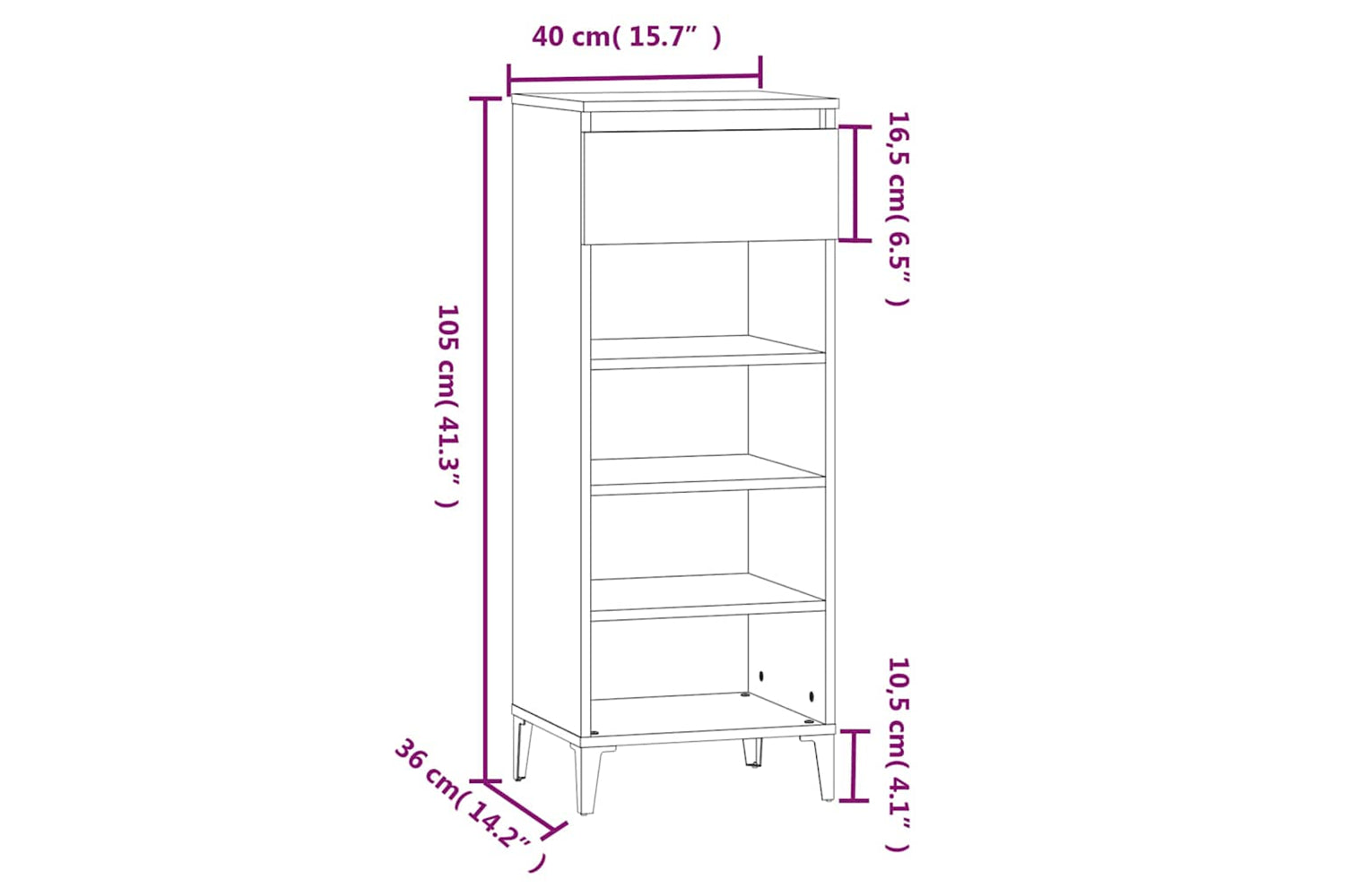 vidaXL 819787 Shoe Rack Brown Oak 40x36x105cm Engineered Wood-8