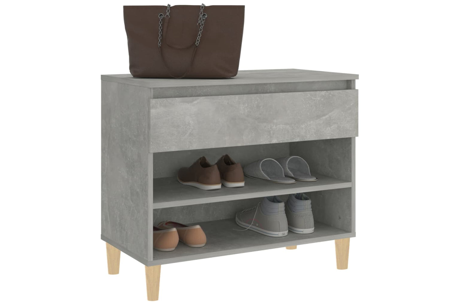vidaXL 819760 Shoe Cabinet Concrete Grey 70x36x60cm Engineered Wood-3