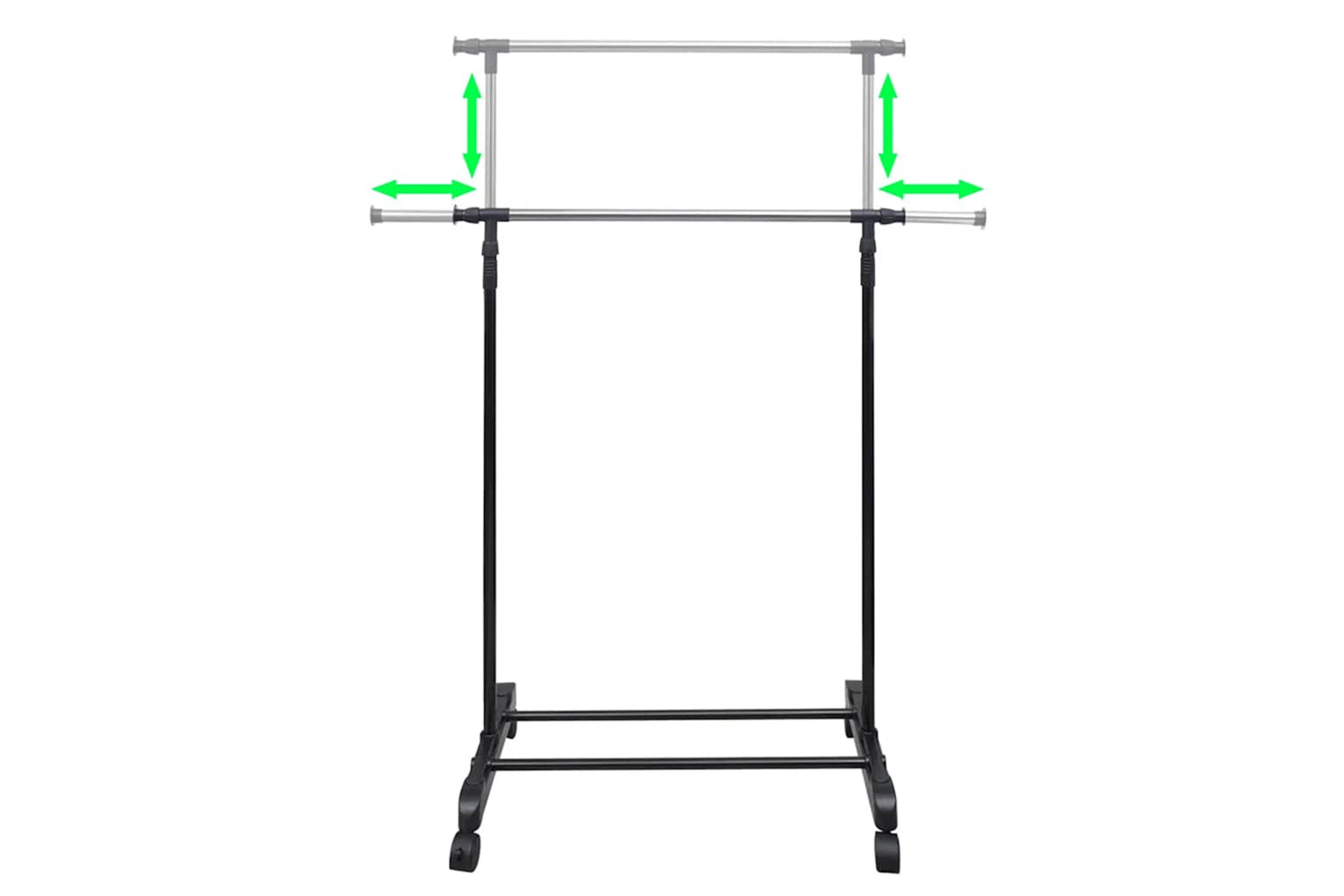 Vidaxl 270181 Adjustable Clothes Racks 2 Pcs 1 Hanging Rail-4