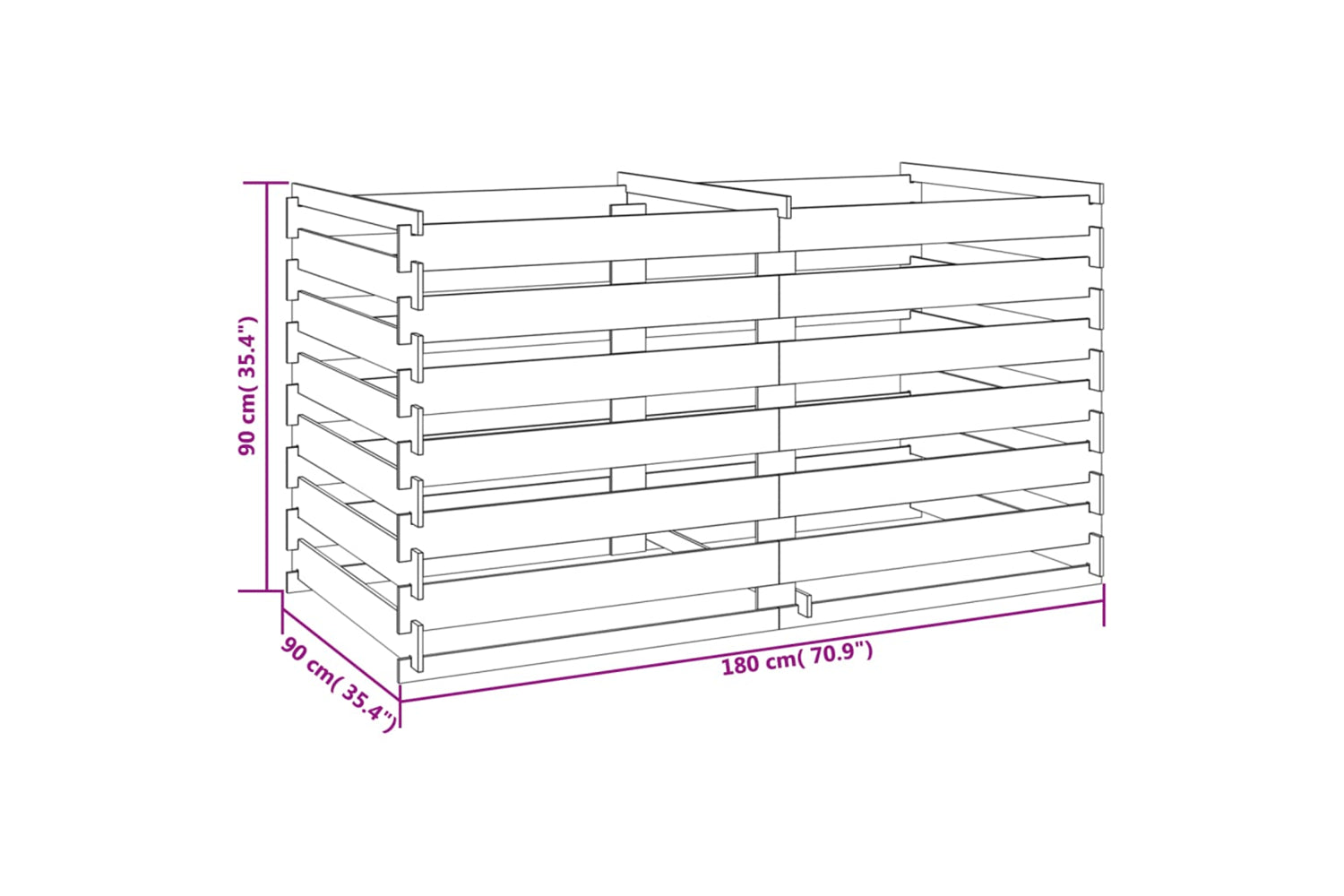 vidaXL 42955 Slatted Compost Bin Impregnated Pinewood 160x80x58cm-4