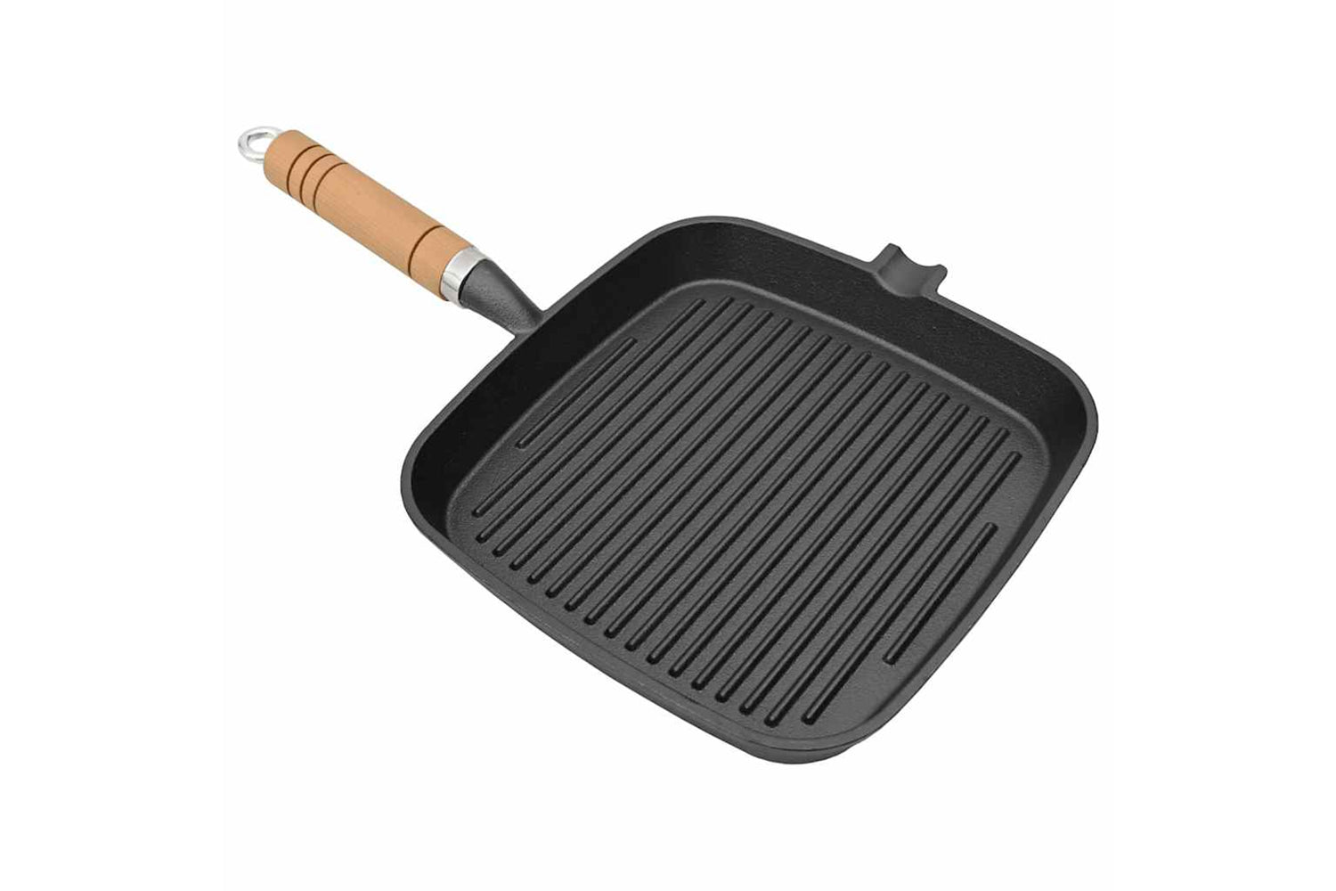 vidaXL 50125 Grill Pan With Wooden Handle Cast Iron 20x20cm-4