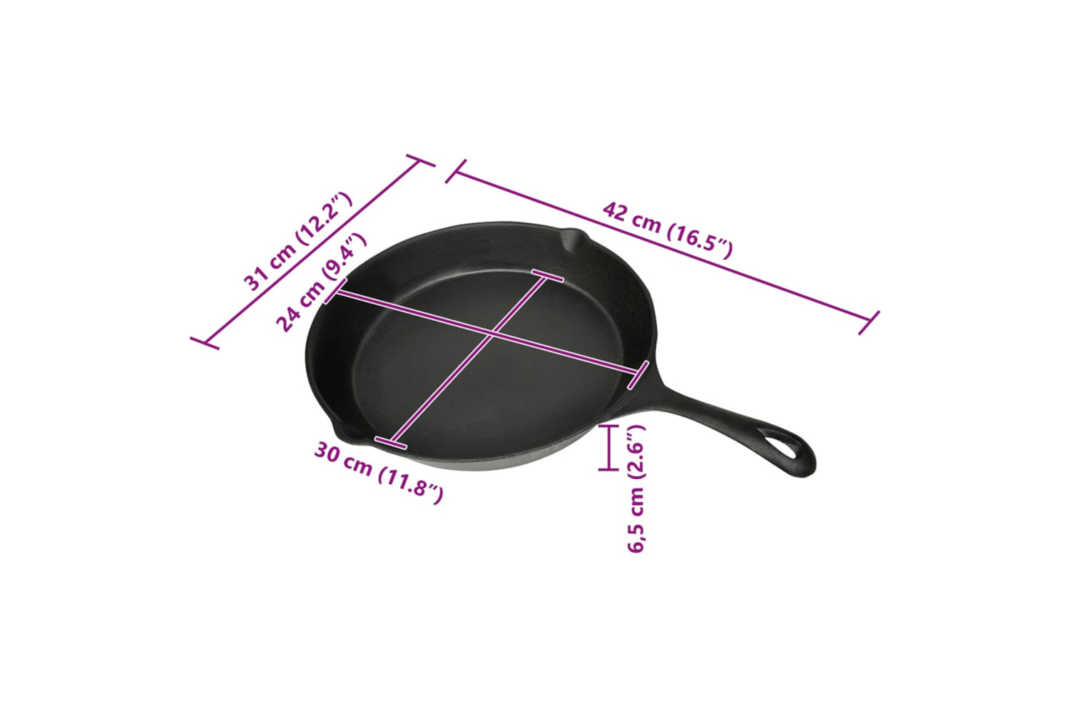 vidaXL 50124 Grill Fry Pan Cast Iron 30cm Round-4
