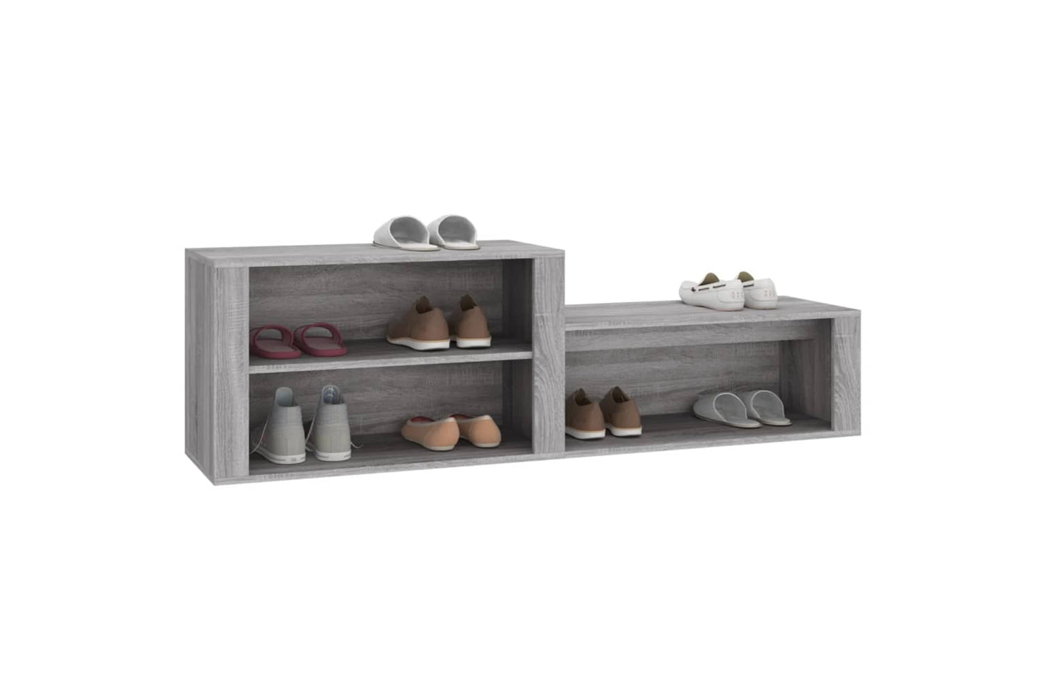 vidaXL 816918 Shoe Cabinet Grey Sonoma 150x35x45cm Engineered Wood-3