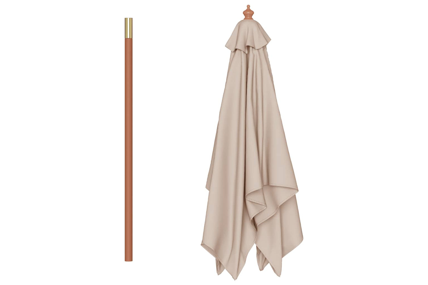 vidaXL 44536 Outdoor Parasol With Wooden Pole 150x200cm Taupe-4