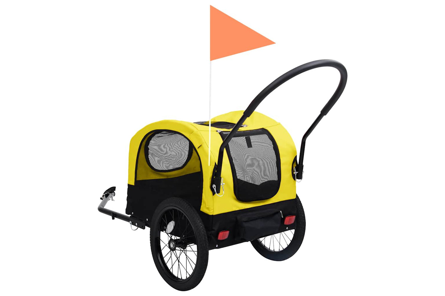 Vidaxl 2-in-1 Pet Bike Trailer & Jogging Stroller Yellow And Black-5