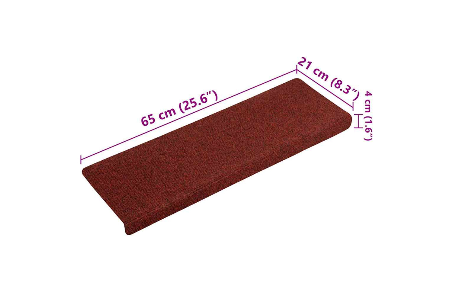 vidaXL Stair Mats 15 Pcs Needle Punch 65x21x4cm Red-7