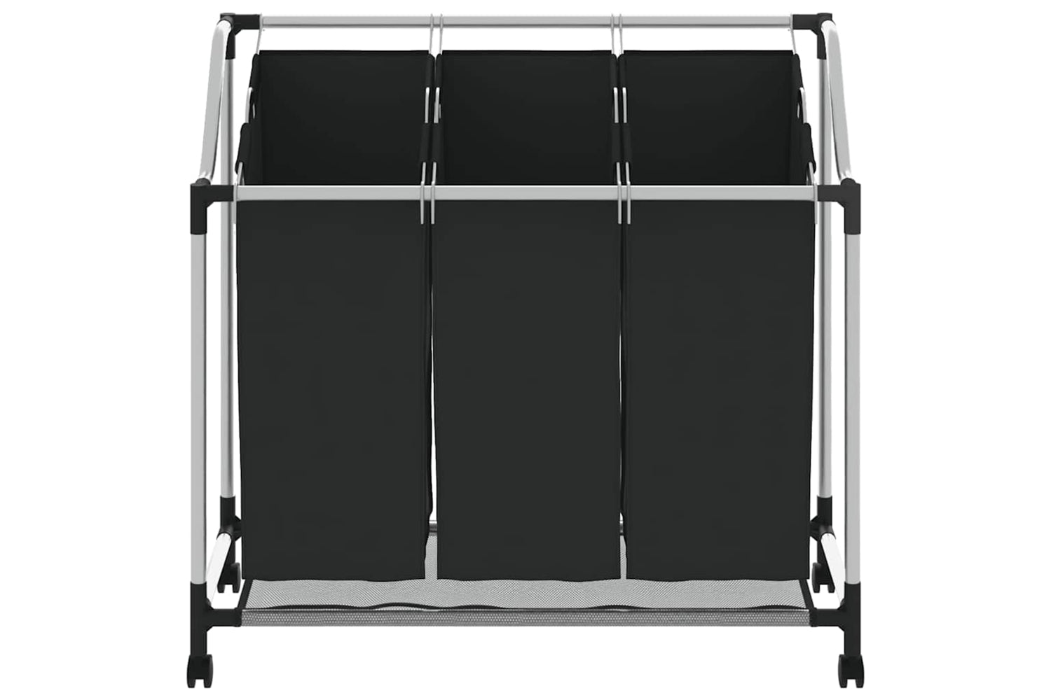 Vidaxl 282426 Laundry Sorter With 3 Bags Black Steel-4