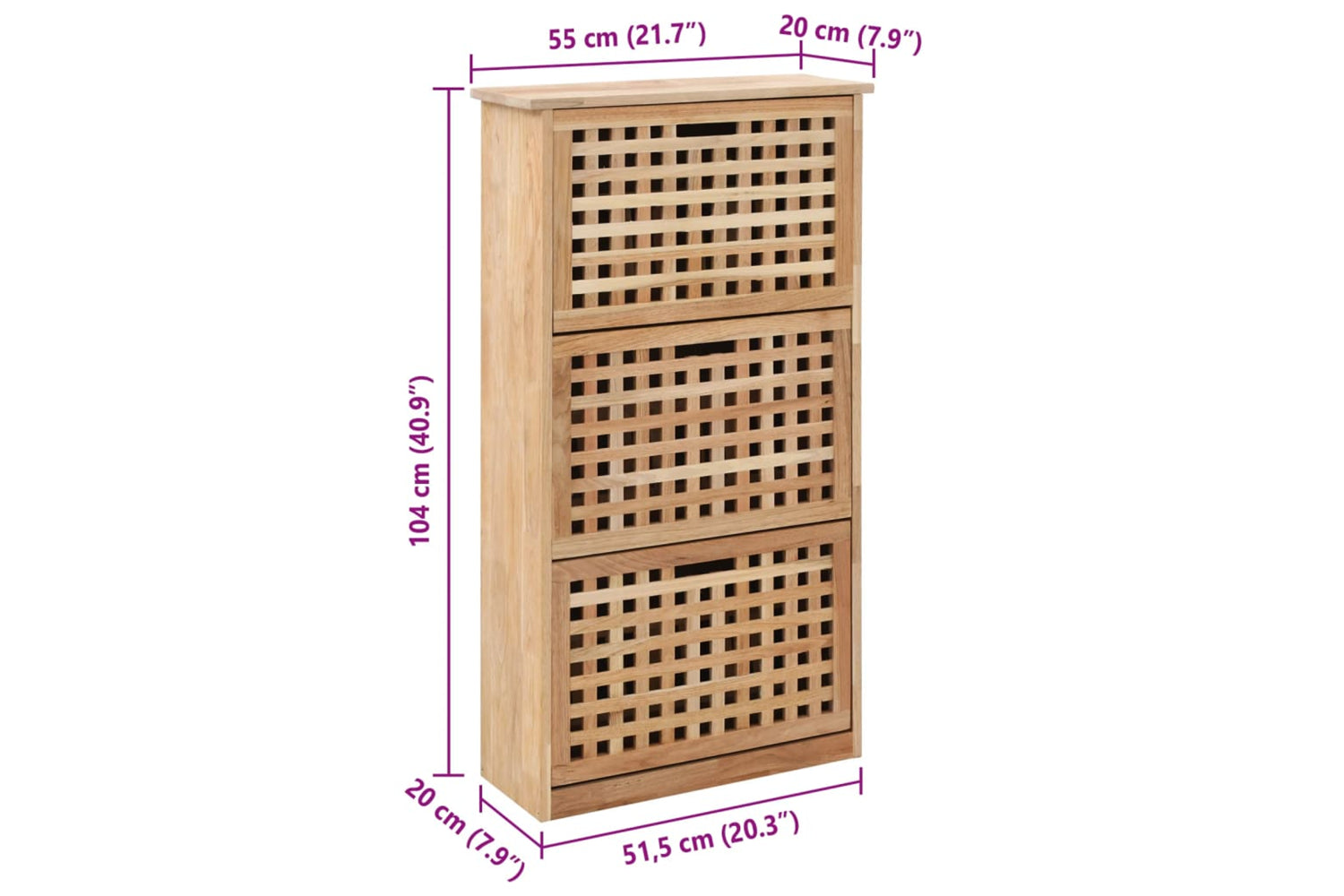 vidaXL 247600 Shoe Storage Cabinet 55x20x104cm Solid Walnut Wood-8
