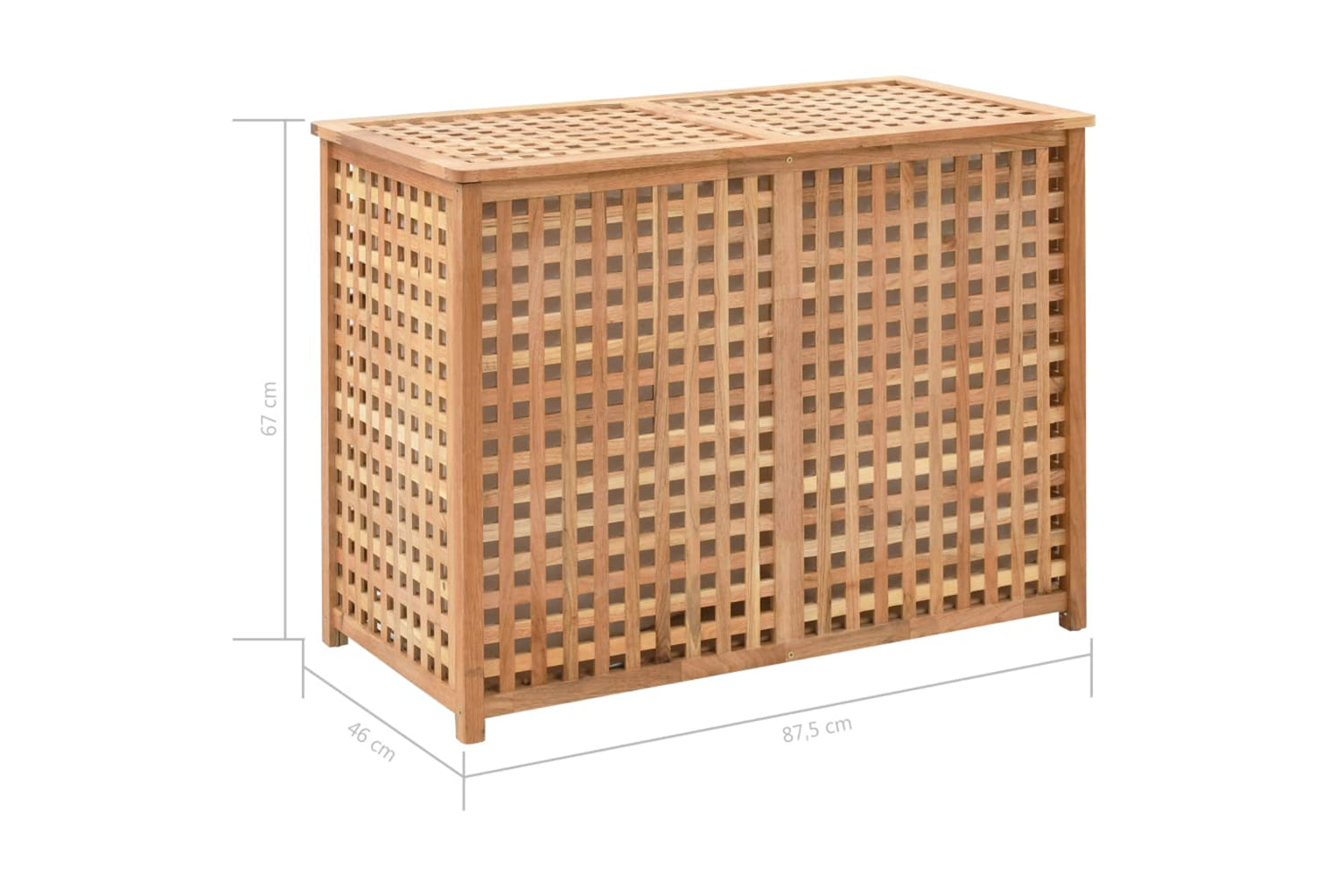 vidaXL 247604 Laundry Bin 87.5x46x67cm Solid Walnut Wood-8