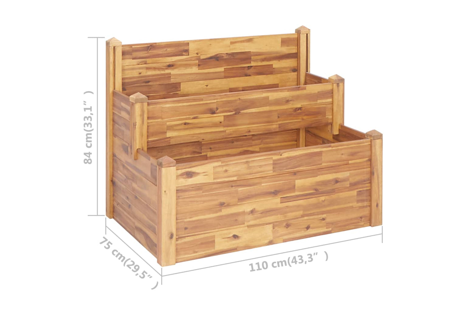 vidaXL 46582 2-tier Garden Planter 110x75x84cm Solid Acacia Wood-7