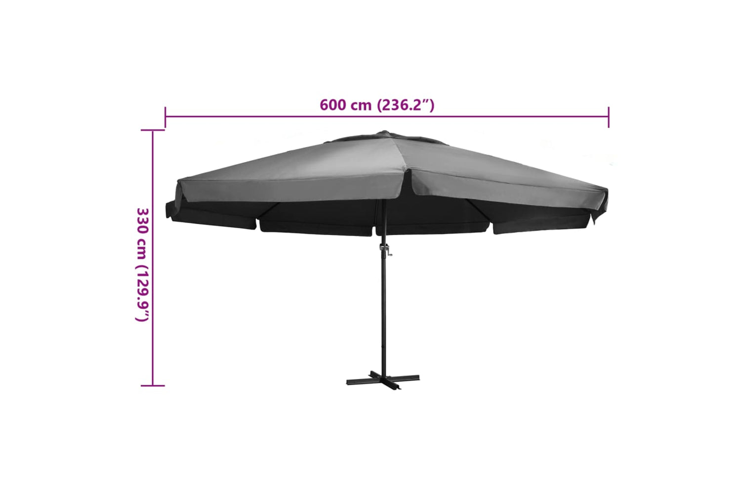 vidaXL 47372 Outdoor Parasol With Aluminium Pole 600cm Anthracite-6