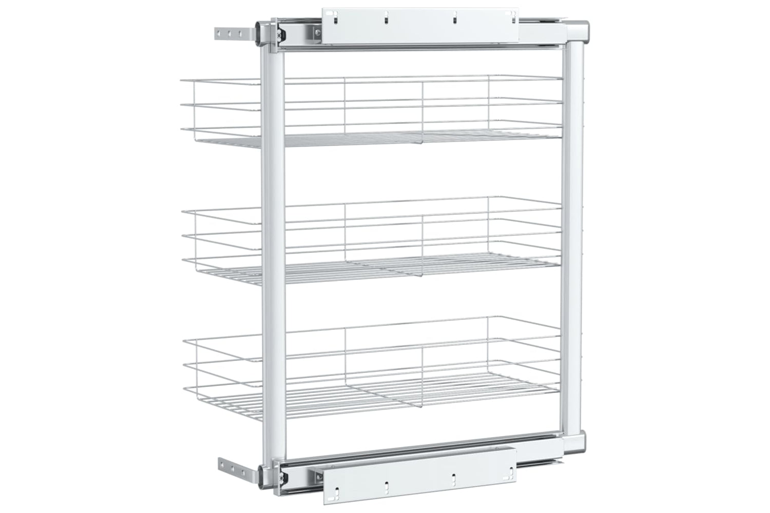 vidaXL 50969 3-tier Pull-out Kitchen Wire Basket Silver 47x25x56cm-5