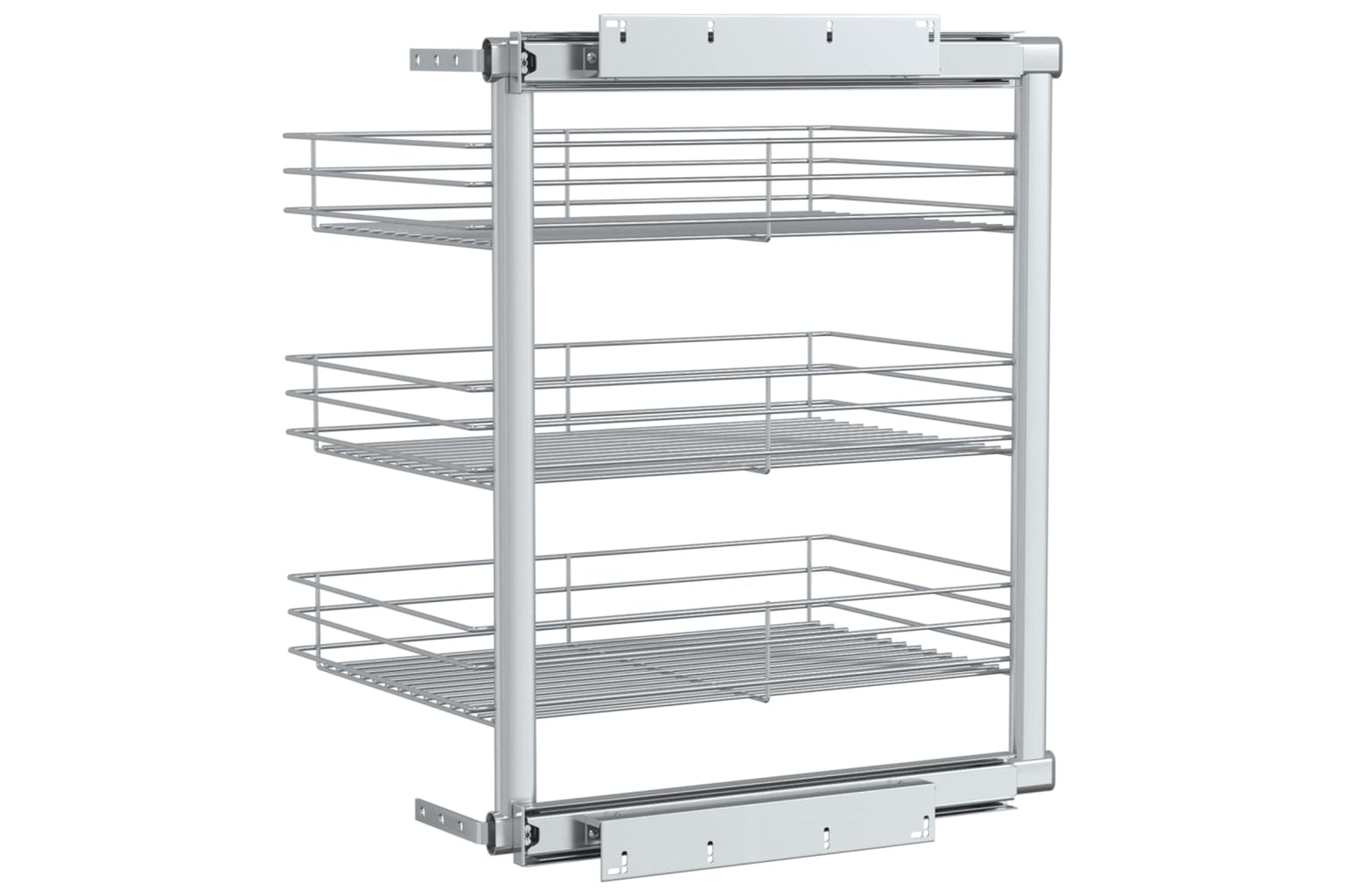 vidaXL 50970 3-tier Pull-out Kitchen Wire Basket Silver 47x35x56cm-5