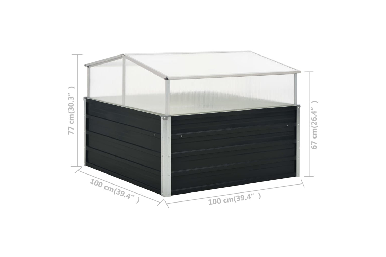 Vidaxl Greenhouse Anthracite 100x100x77 Cm Galvanised Steel-7