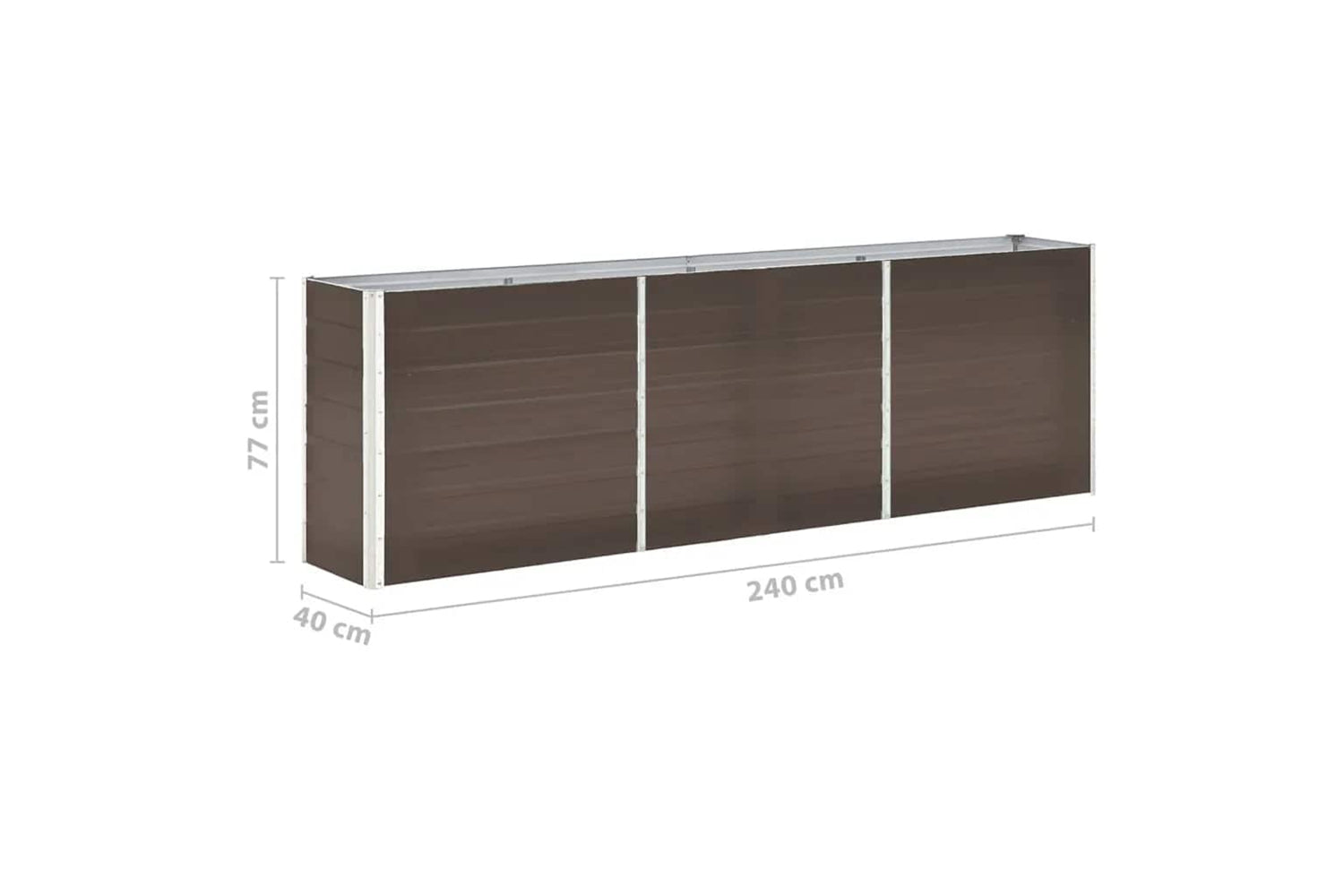vidaXL 47042 Garden Raised Bed Galvanised Steel 240x40x77cm Brown-7