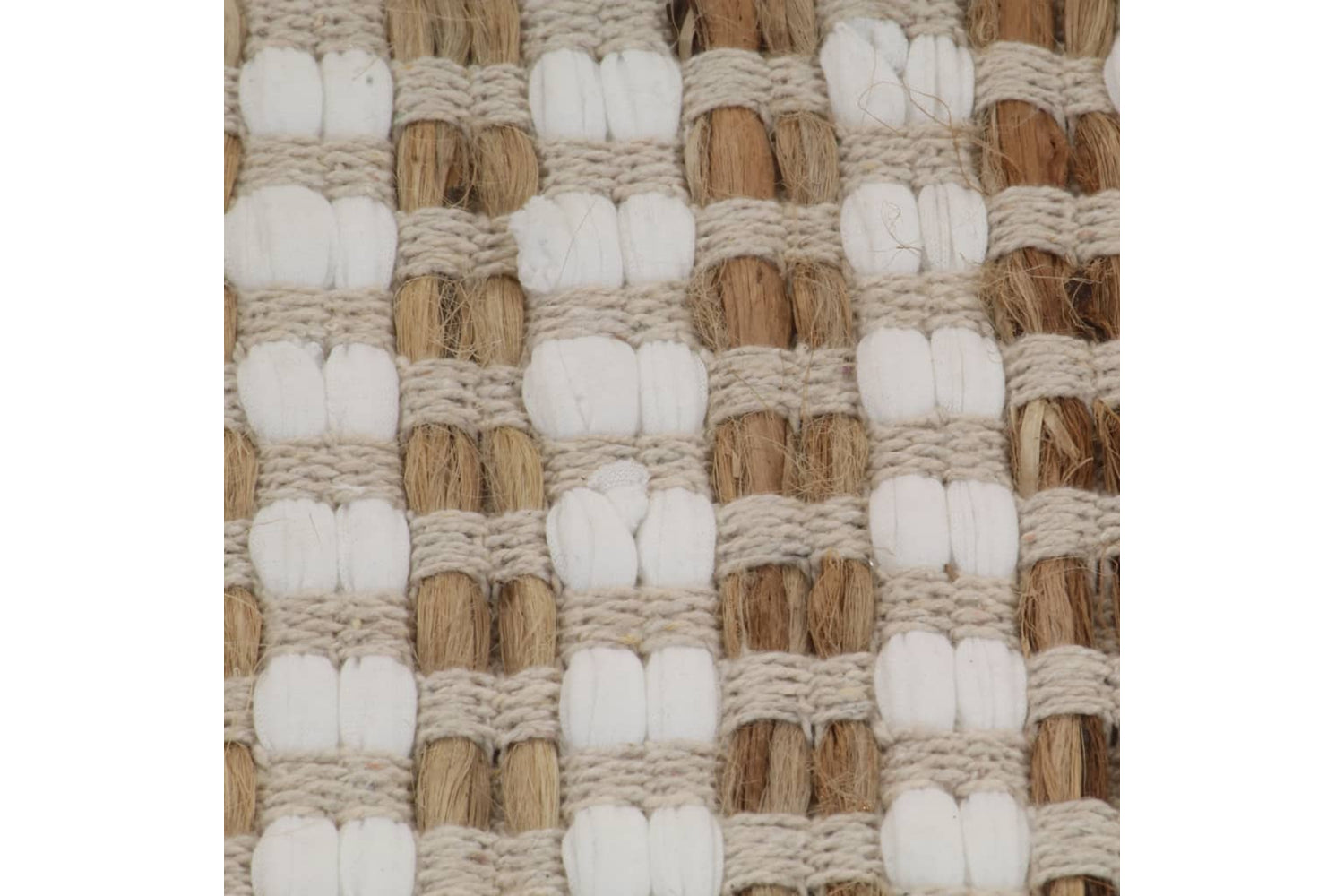Vidaxl 133219 Hand-woven Jute Bathroom Mat Set Fabric Natural And White-5