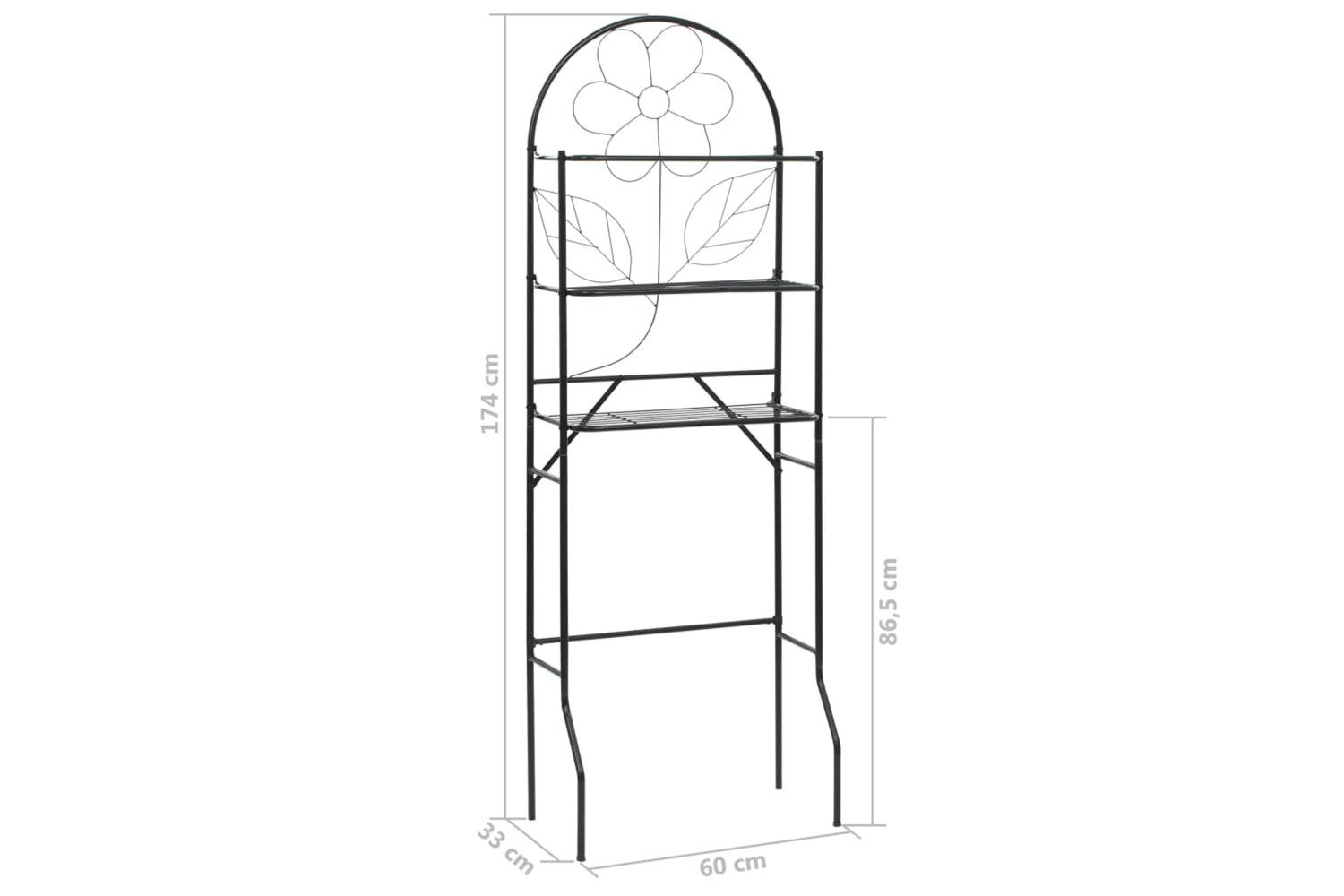 vidaXL 246722 Toilet Rack Black 60x33x174cm-7