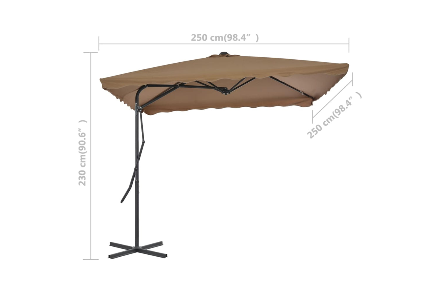vidaXL 44884 Outdoor Parasol With Steel Pole 250x250cm Taupe-7