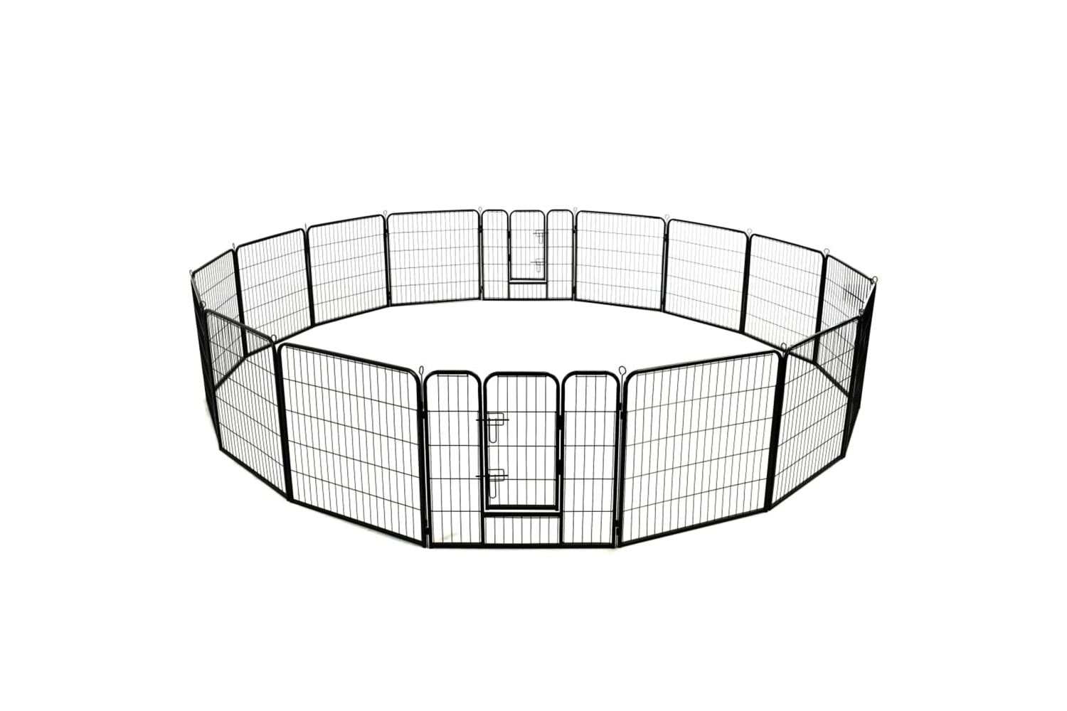 vidaXL 275491 Dog Playpen 16 Panels Steel 80x80cm Black-4