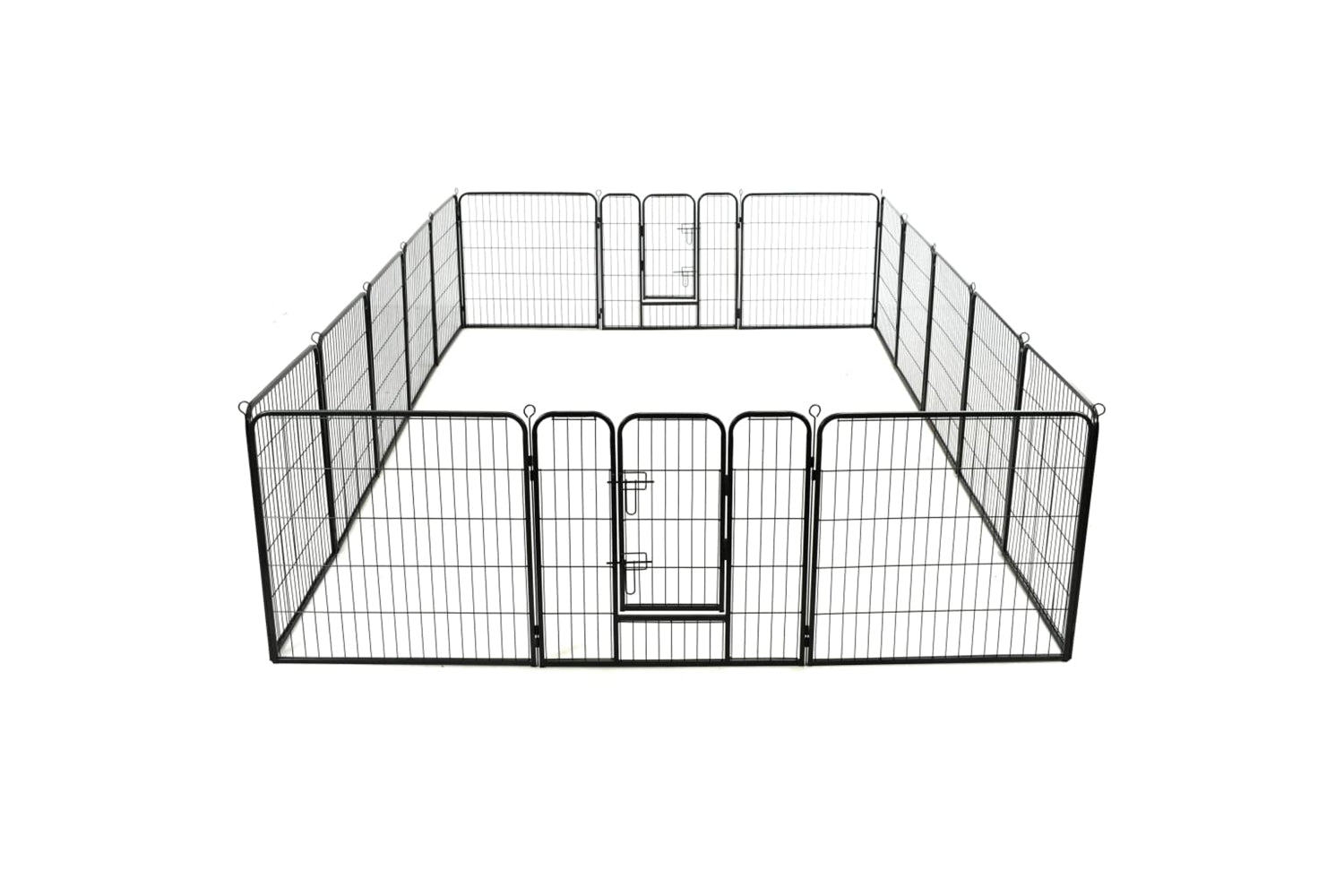 vidaXL 275491 Dog Playpen 16 Panels Steel 80x80cm Black-5