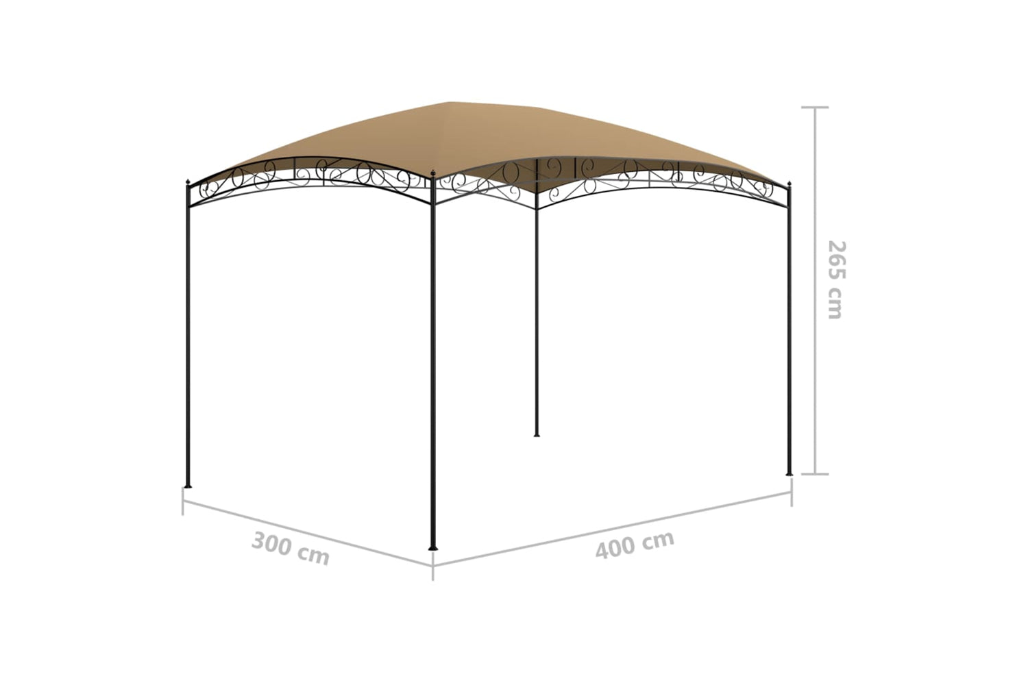 Vidaxl 313910 Gazebo 3x4x2.65 M Taupe 180 G/mâ²-5