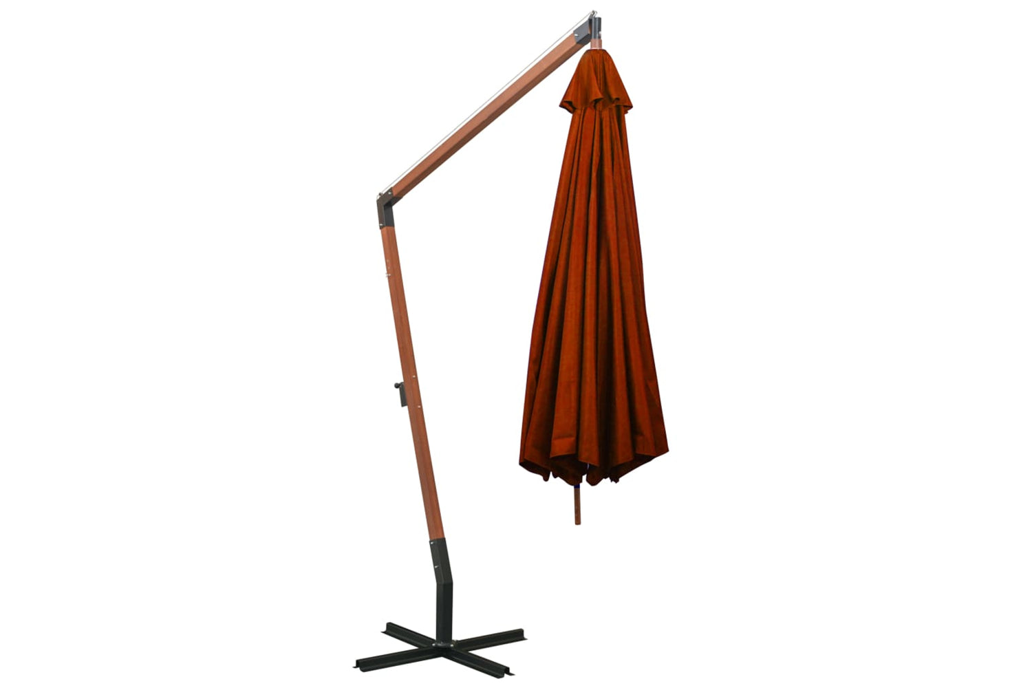 Vidaxl 313771 Hanging Parasol With Pole Terracotta 3.5x2.9 M Solid Fir Wood-4
