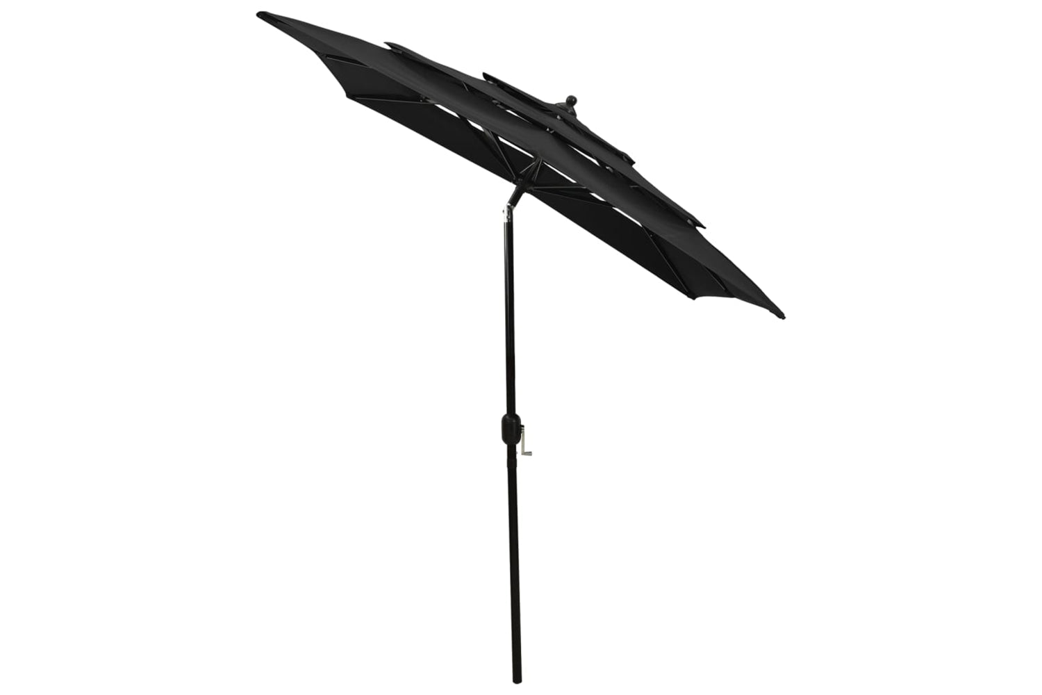 Vidaxl 313850 3-tier Parasol With Aluminium Pole Black 2x2 M-3