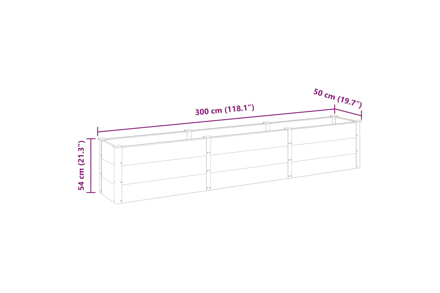vidaXL 318099 Garden Raised Bed 300x50x54cm Wpc Grey-6