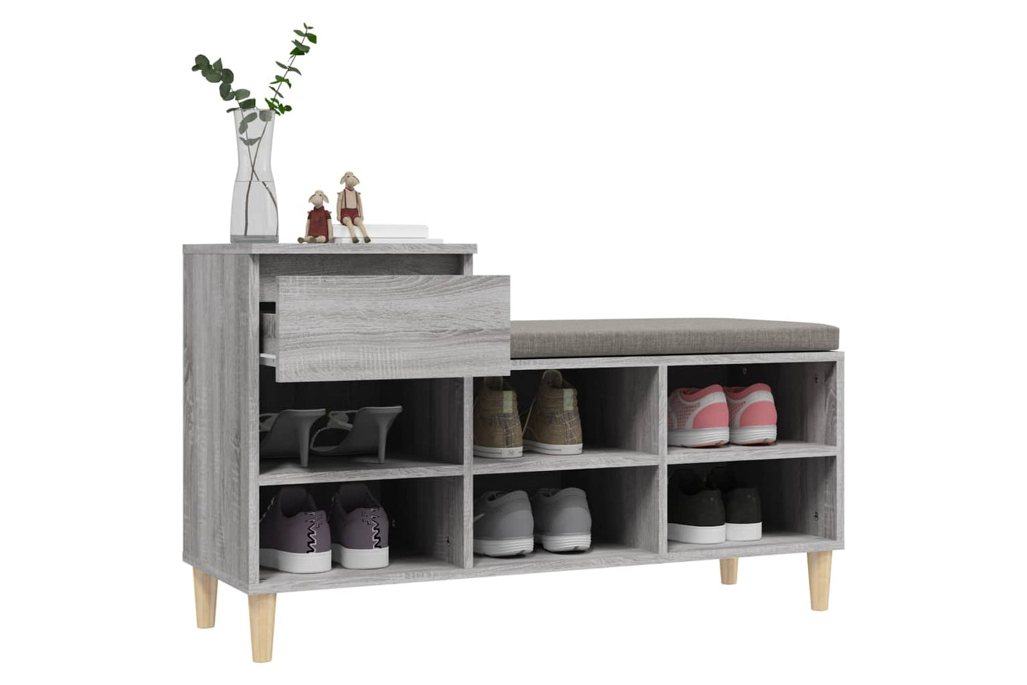 vidaXL 821210 Shoe Cabinet Grey Sonoma 102x36x60cm Engineered Wood-4
