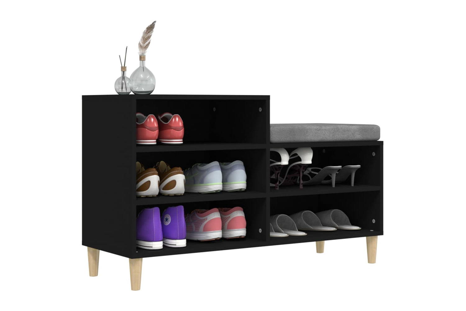 vidaXL 819725 Shoe Cabinet Black 102x36x60cm Engineered Wood-3