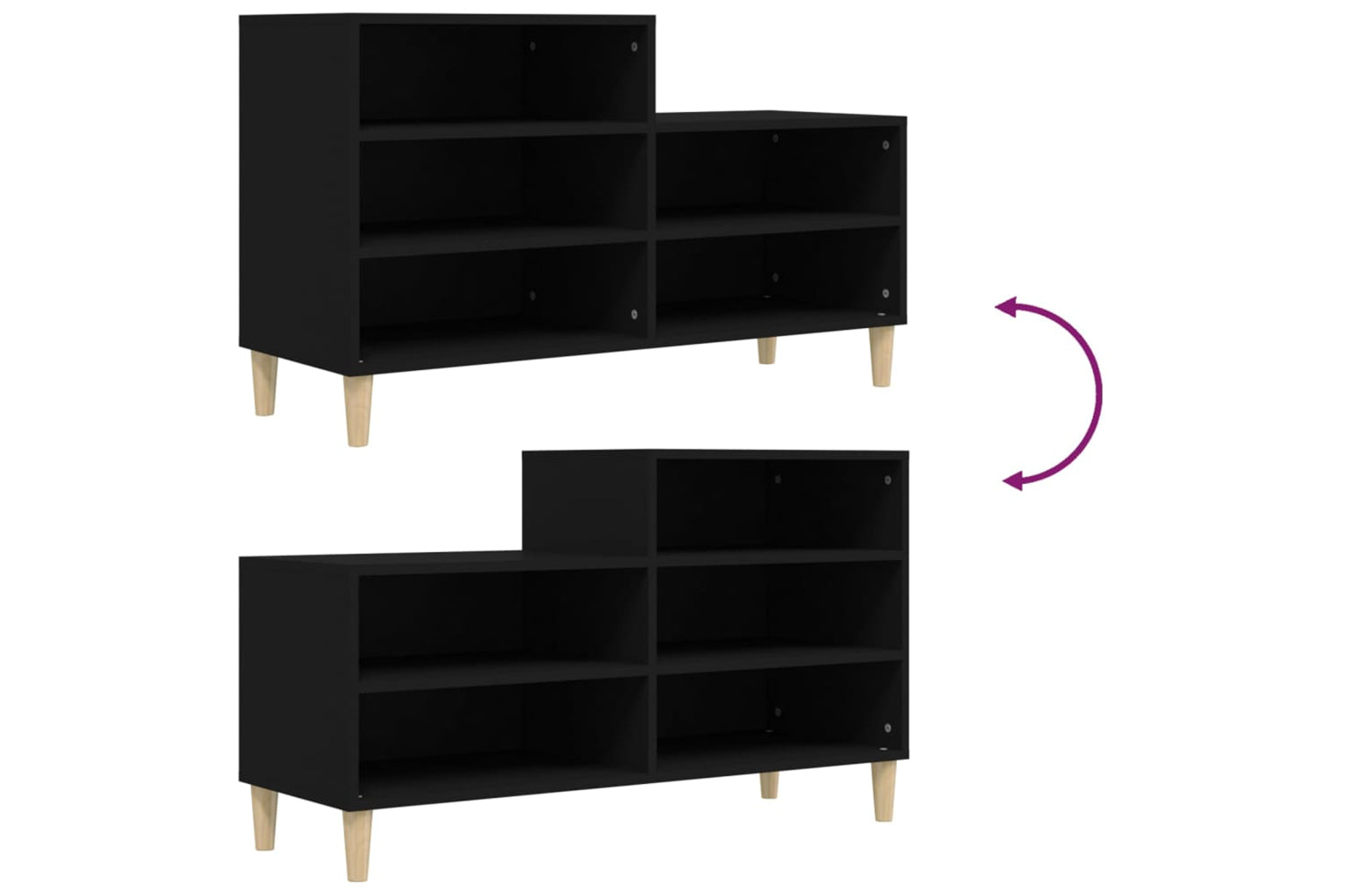 vidaXL 819725 Shoe Cabinet Black 102x36x60cm Engineered Wood-6