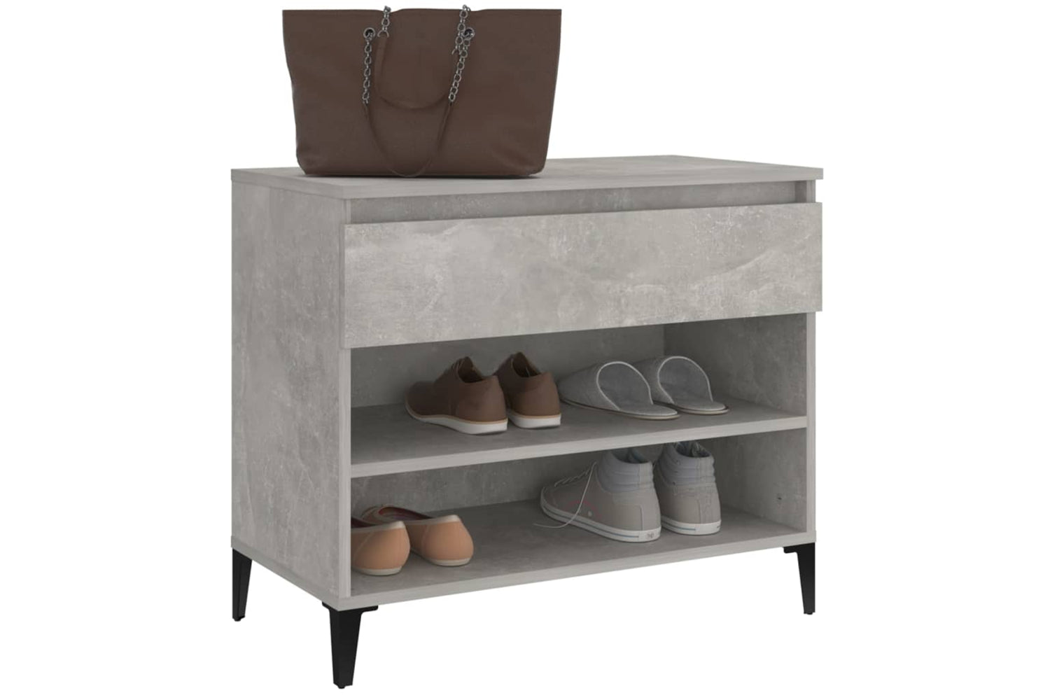 vidaXL 819768 Shoe Cabinet Concrete Grey 70x36x60cm Engineered Wood-3