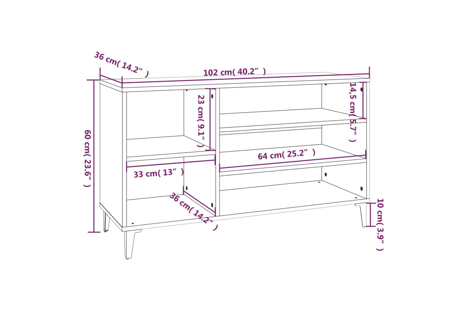 vidaXL 819748 Shoe Cabinet White 102x36x60cm Engineered Wood-7