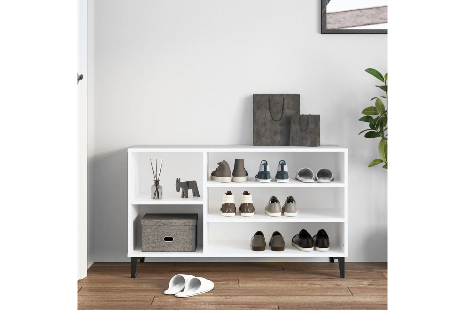 vidaXL 819748 Shoe Cabinet White 102x36x60cm Engineered Wood-2