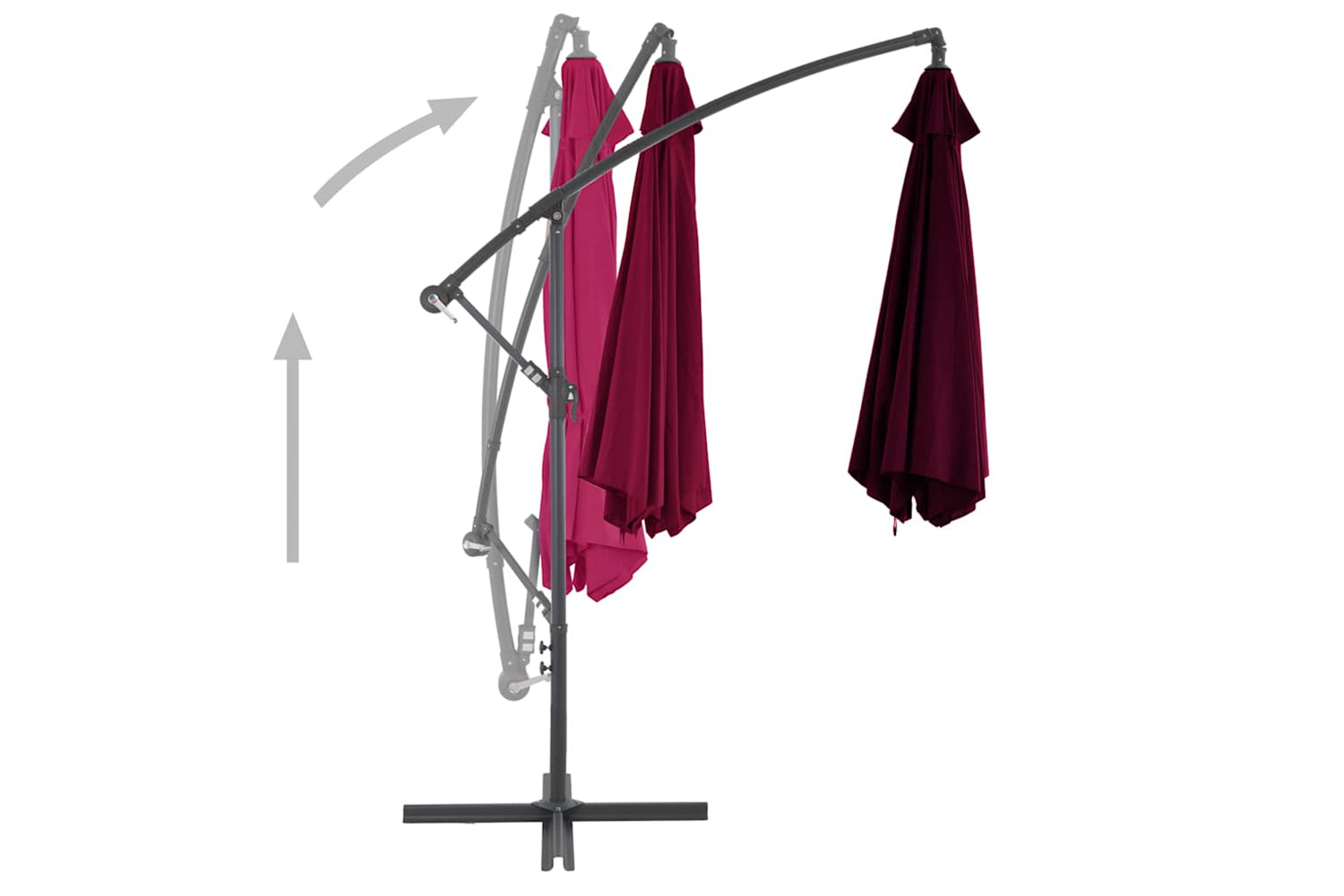 vidaXL 313754 Cantilever Umbrella With Aluminium Pole Bordeaux Red 300cm-4